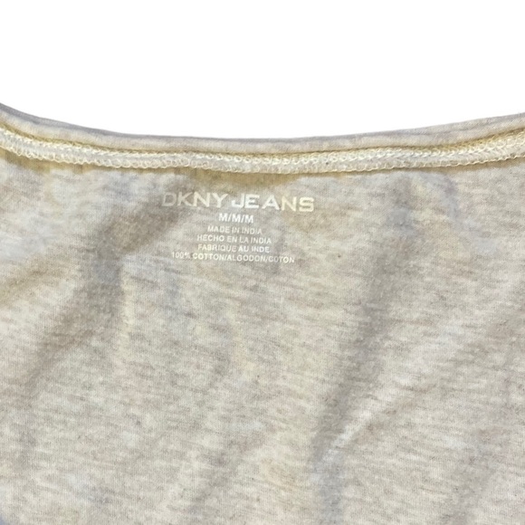 DKNY Sequin Floral Paisley Print Beige T-Shirt - Picture 2 of 4